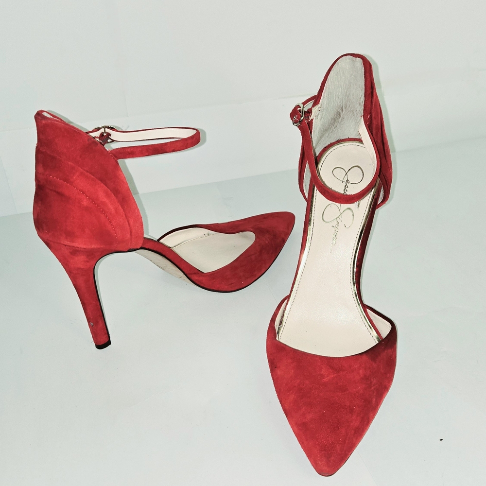 Elegant Red Suede Women's Pump Heels b JESSICA SIMPSON